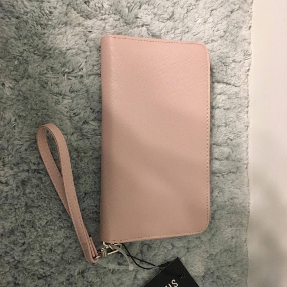 Steve Madden Zip Around Wallet Blush Crosshatch - Picture 5 of 6